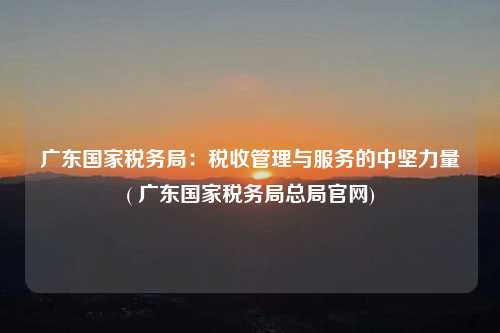 廣東國家稅務局：稅收管理與服務的中堅力量 ( 廣東國家稅務局總局官網)